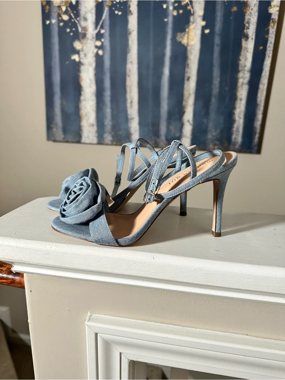 Madden Girl Blue Denim Ankle-Strap Heels
